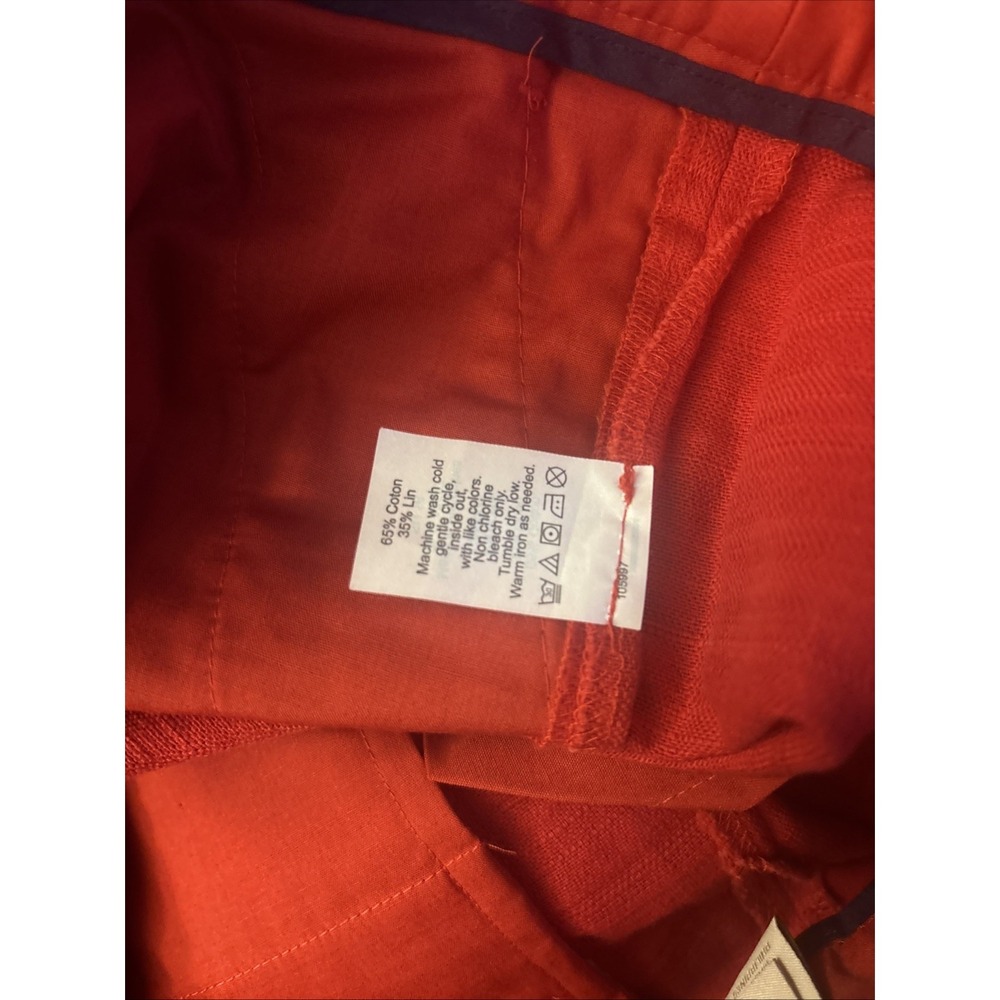 J Crew Coral Red Pintuck Suit Short in Stretch Linen Blend Shorts, Size 4 - Picture 6 of 6